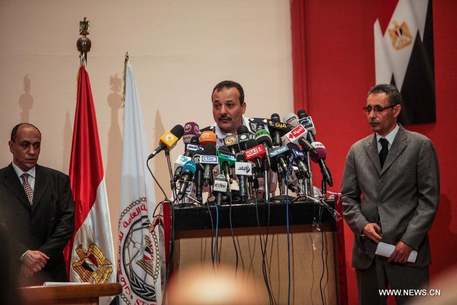 Egyptian Police spokesman Gen. Hani Abdullatif talks during a press conference in Cairo, Egypt, Monday, July 8, 2013. The Egyptian security forces opened fire at supporters of ousted President Mohamed Morsi in Cairo, with at least 51 people killed. (Xinhua/Amru Salahuddien)
