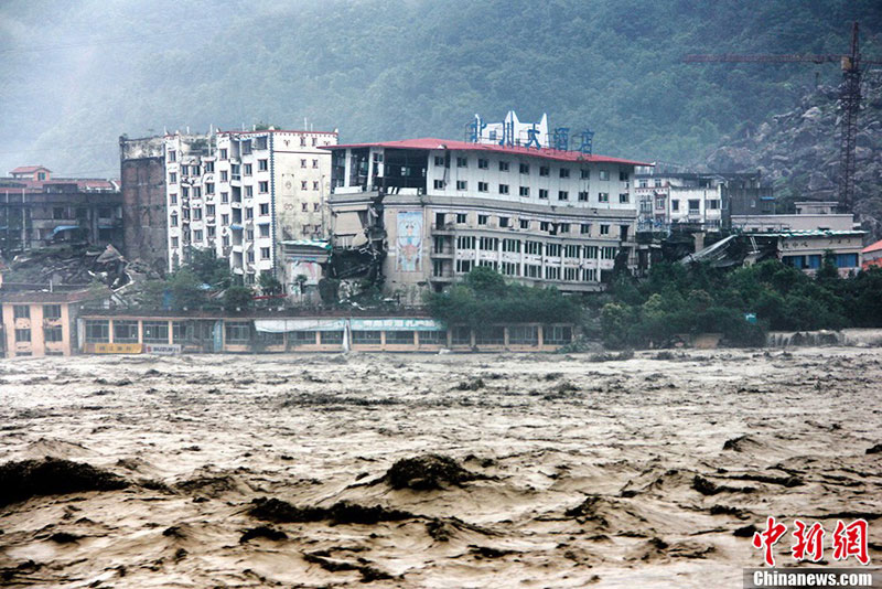 Heavy rain hit Beichuan county, northwest China’s Sichuan province.(Photo/CNS)