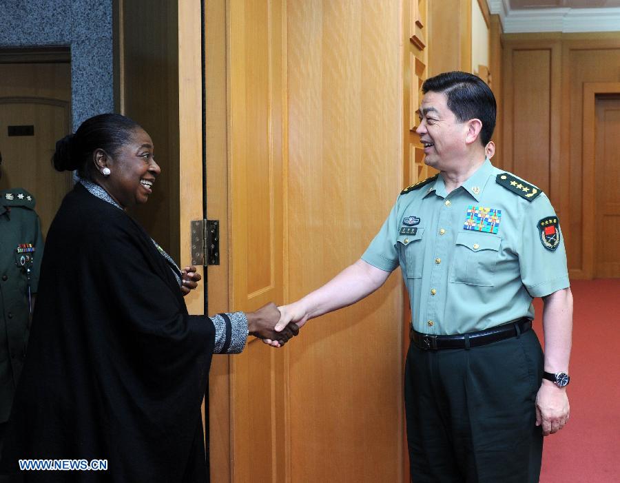 Chinese State Councilor and Defense Minister Chang Wanquan (R) meets with Nigerian Minister of State for Defense Olusola Obada in Beijing, capital of China, July 10, 2013. (Xinhua/Zhang Duo)