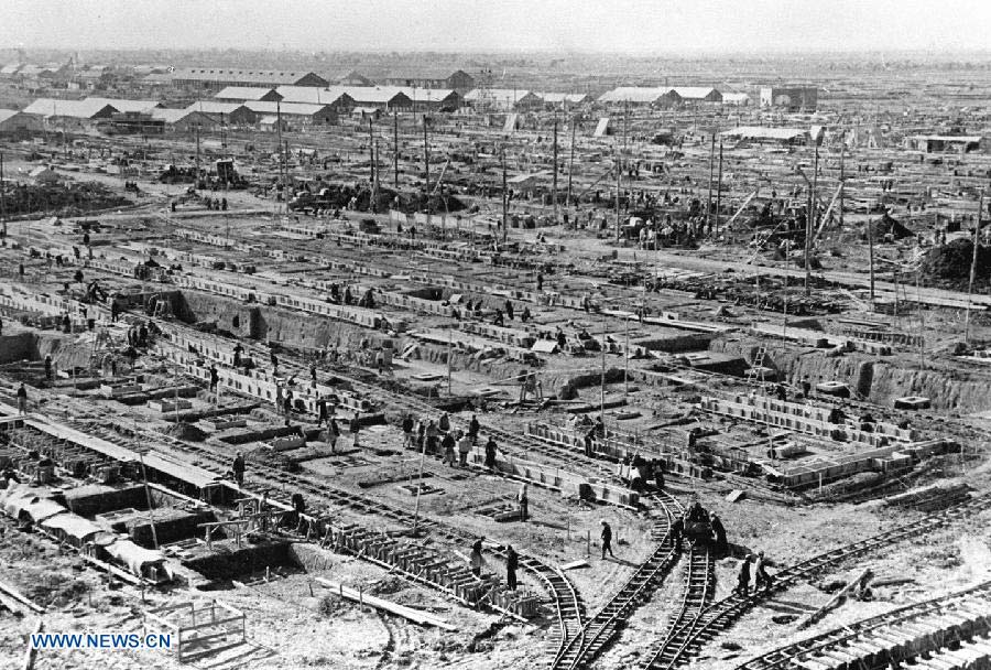 File photo taken in 1953 shows the construction site of the First Automotive Works Group (FAW) in China. (Xinhua)