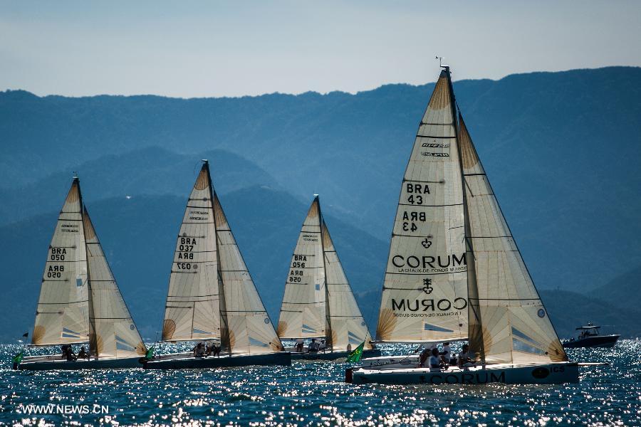 Players compete during the Rolex Ilhabela Sailing Week 2013 in Ilhabela, Brazil, on July 12, 2013. (Xinhua/Marcos Mendez)