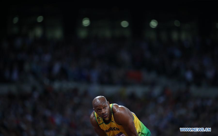 A file photo of former world record holder Asafa Powell of Jamaica. Track and field was dealt with a huge blow Sunday when the world's top sprinters failed drug tests. They are former world record holder Jamaican Asafa Powell, American champion Tyson Gay and Olympic medalist Sherone Simpson. (Xinhua File Photos)