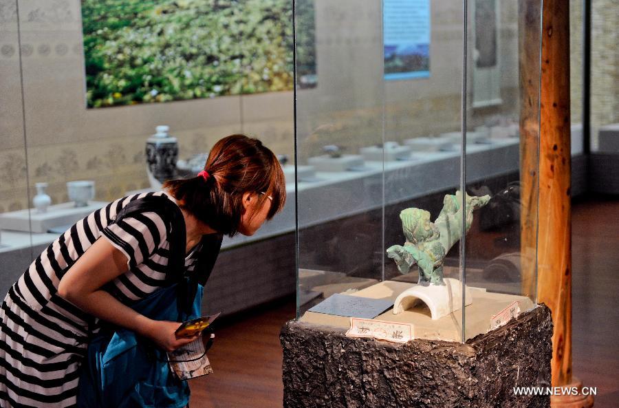 A visitor views an exhibit at a public exhibition presenting elaborate antiques of the Xixia Kingdom at the Heilongjiang Provincial Museum in Harbin, capital of northeast China's Heilongjiang Province, July 16, 2013. Xixia (1032-1227), or Western Xia, was a feudal kingdom established by the Tangut ethnic group at the eastern end of the ancient Silk Road. Its territory largely overlapped today's Ningxia Hui Autonomous Region in northwest China. (Xinhua/Wang Song) 