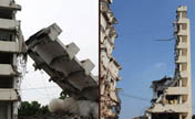 Teetering building demolished in Wuhan