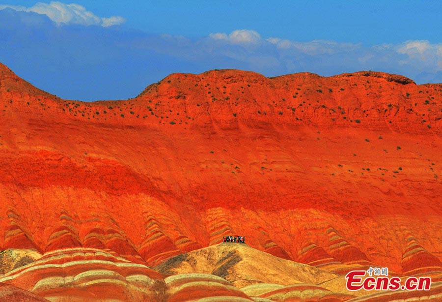 The colored hills of the Zhangye Danxia Landform in Northwest China's Gansu Province. (CNS/Jia Guorong)