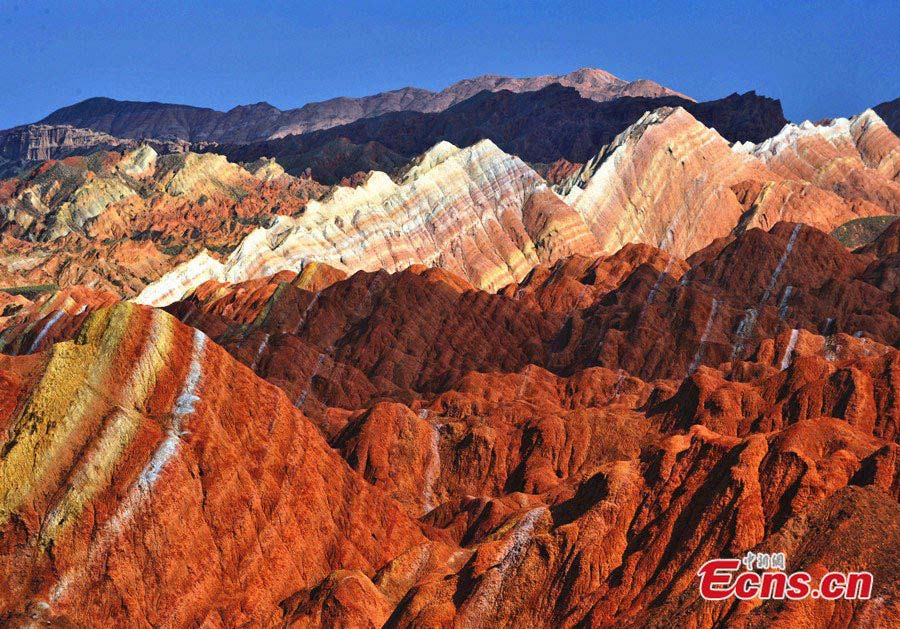 The colored hills of the Zhangye Danxia Landform in Northwest China's Gansu Province. (CNS/Jia Guorong)