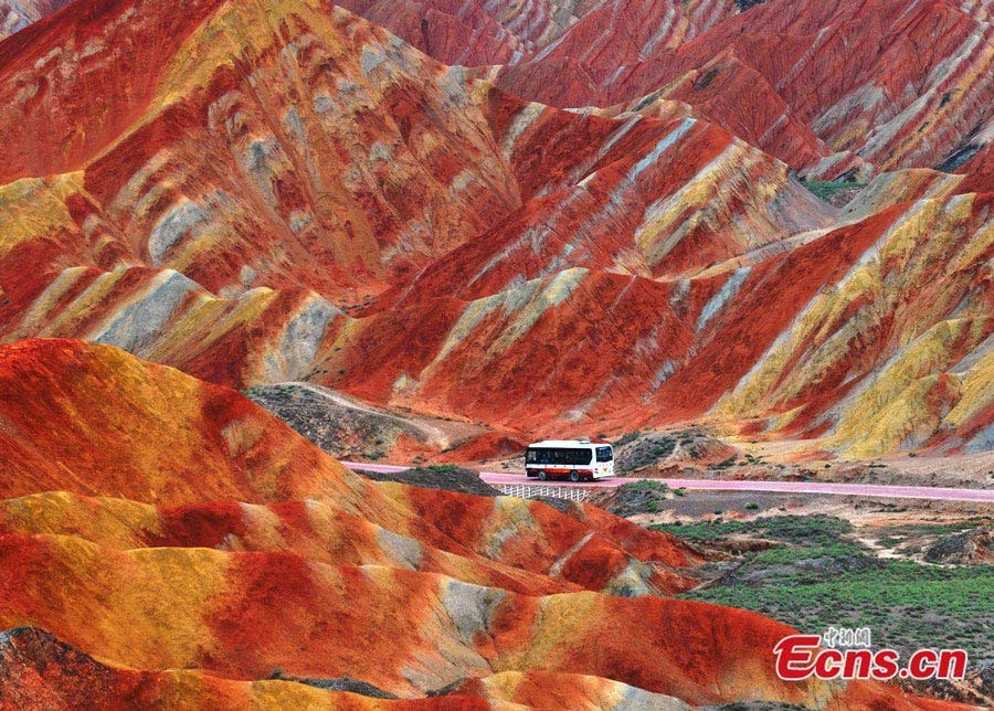 The colored hills of the Zhangye Danxia Landform in Northwest China's Gansu Province. (CNS/Jia Guorong)