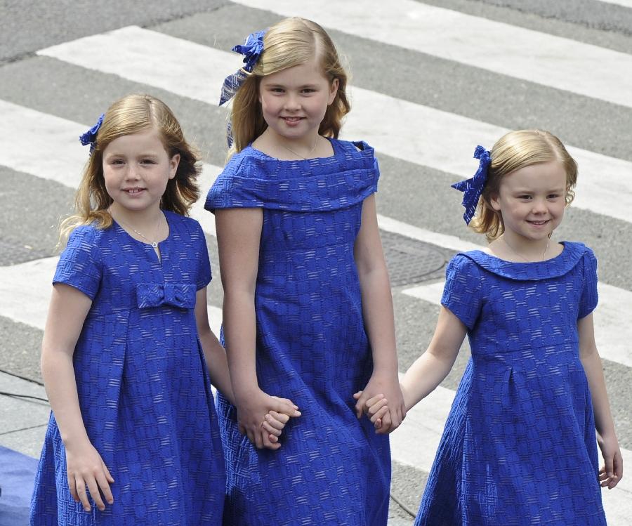 Crown Princess Catharina-Amalia of the Netherlands (C), Princess Alexia of the Netherlands (L) and Princess Ariane of the Netherlands (Xinhua/Reuters Photo)