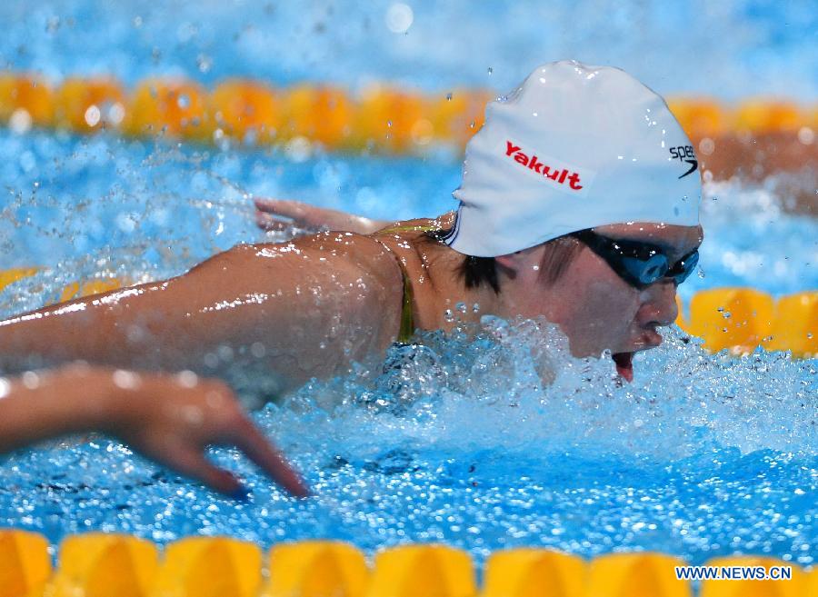 Ye Shiwen of China competes during the women's 200m medley semifinal of the Swimming competition on day 9 of the 15th FINA World Championships at Palau Sant Jordi in Barcelona, Spain on July 28, 2013. Ye entered the final with 2 minutes 9.12 seconds.(Xinhua/Guo Yong)