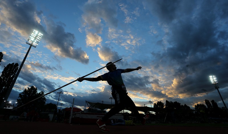 Contestant competes during the javelin throw competition at 2013 IAAF World Challenge in Zagreb on Sept. 4. (Photo/Osports)