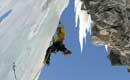 U.S. climbers challenge 30-meter-high waterfall ice