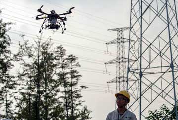 Multi-rotor aircraft on patrol mission in Chongqing