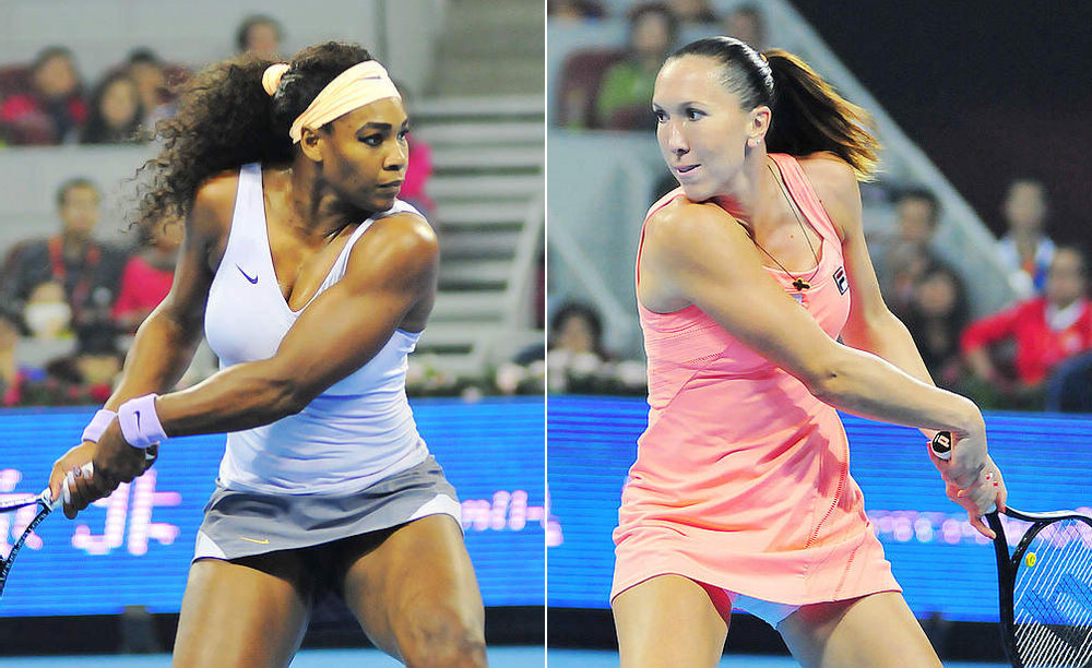 Serena Williams vs. Jelena Jankovic in the China Open women's final (Li Zhenyu/People's Daily Online)