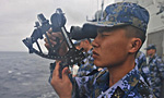Naval escort fleet conducts replenishment