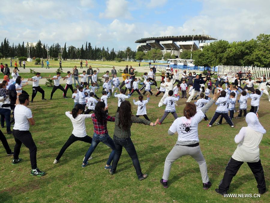 Local people learn to play Tai Chi in Tunis