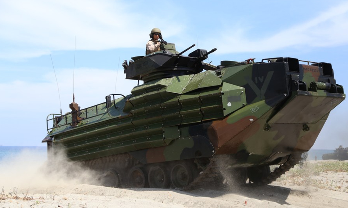 A US Marines assault amphibious vehicle Photo: Xinhua