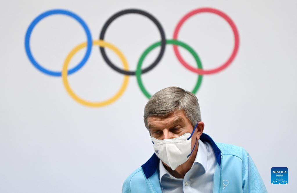 Bach attends press conference at Main Media Center for Beijing 2022