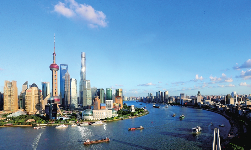 File photo shows a view of the Lujiazui area in Shanghai, east China.(Photo: Xinhua)