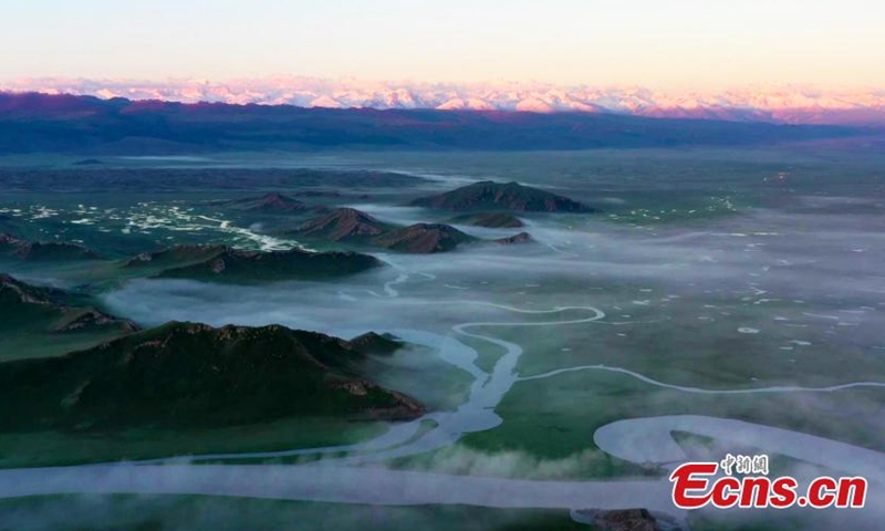 Magnificent sea of cloud scenery appears in Bayanbulak Grassland - China's largest subalpine meadow steppe - in Hejing County, Xinjiang Uygur Autonomous Region, Aug. 2, 2021.(Photo/ China News Service)