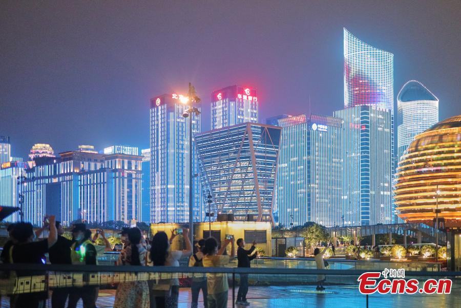 Lightshow illuminates Hangzhou to greet the forthcoming Asian Games