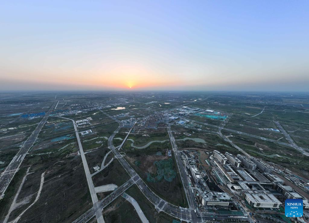 Aerial view of key projects in Xiong'an New Area, north China's Hebei