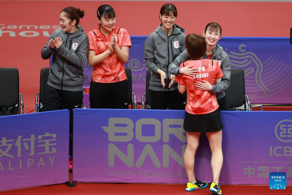 Hangzhou, China's Zhejiang Province. 7th Oct, 2023. Takahashi Noa of Japan  competes during the Women's Singles Final of Soft Tennis at the 19th Asian  Games in Hangzhou, east China's Zhejiang Province, Oct.