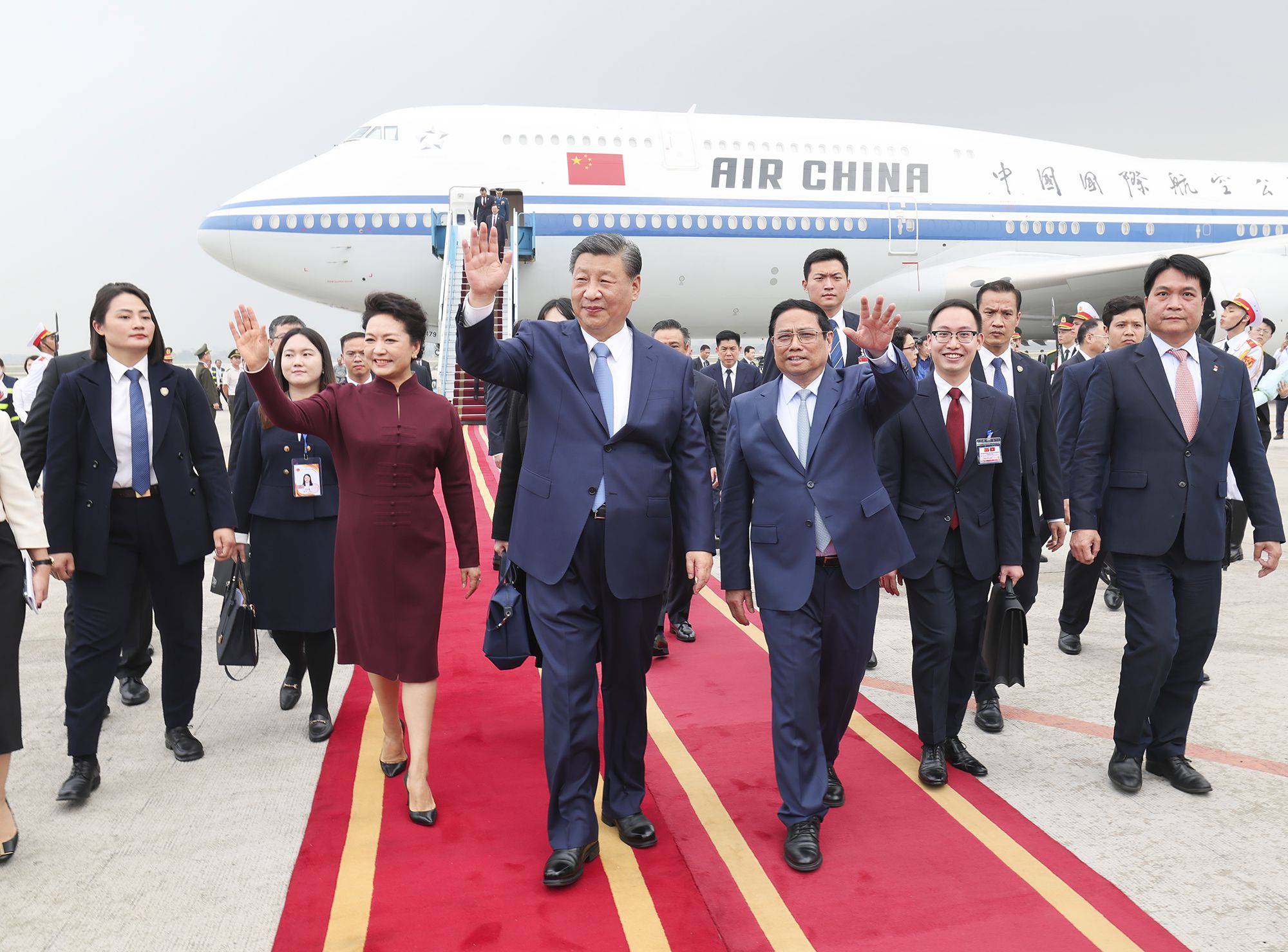 Xi Jinping, general secretary of the Communist Party of China Central Committee and Chinese president, arrives in Hanoi, capital of Vietnam on December 12, 2023, for a state visit at the invitation of General Secretary of the Central Committee of the Communist Party of Vietnam Nguyen Phu Trong and Vietnamese President Vo Van Thuong. Photo: Xinhua