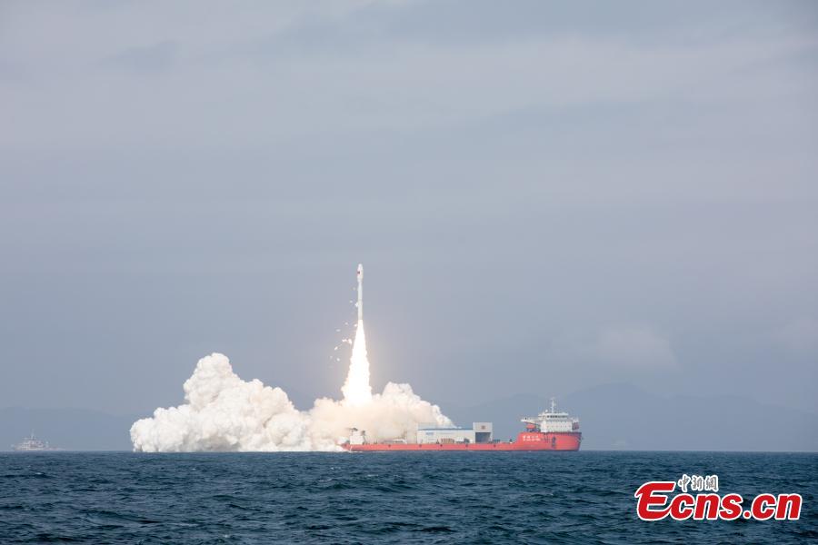 China sends 9 satellites from sea