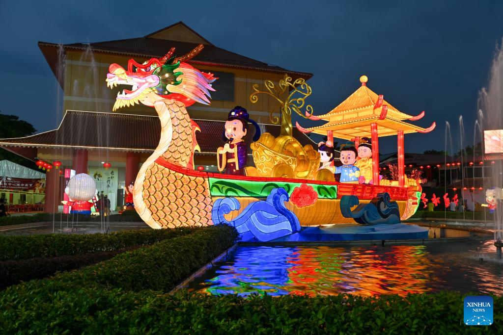 People visit lantern show ahead of Chinese Lunar New Year in Malaysia