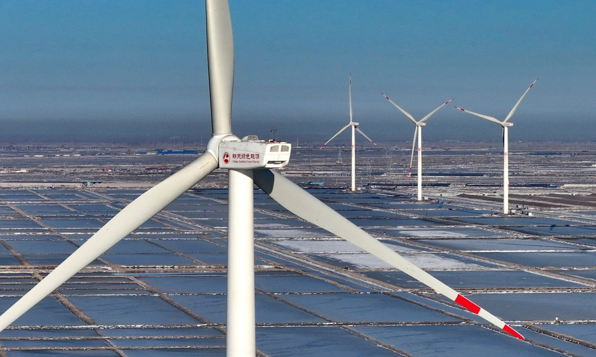 A wind farm generates power in Tangshan City, in north China’s Hebei Province, on December 22, 2023. Photo: Xinhua