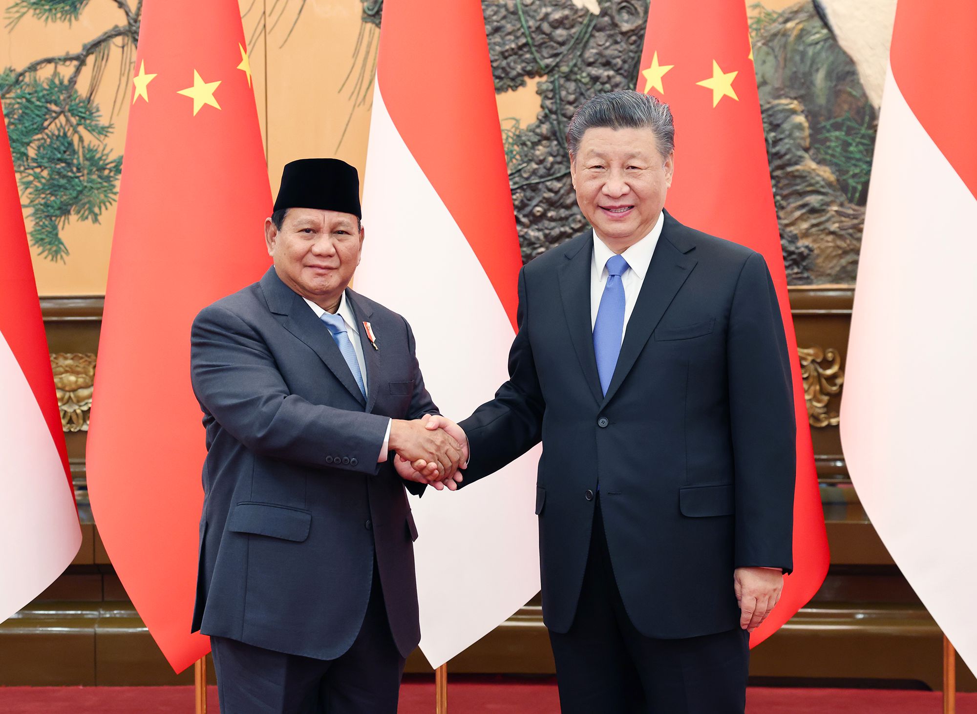 Chinese President Xi Jinping holds talks with President-elect of the Republic of Indonesia Prabowo Subianto at the Great Hall of the People in Beijing on April 1, 2024. Photo: Xinhua