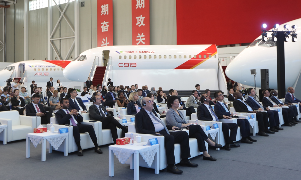 Diplomats visit Commercial Aircraft Corp of China (COMAC) in Shanghai on June 12, 2024 to learn about the latest progress China has madein advanced manufacturing. Photo: Chen Xia/GT