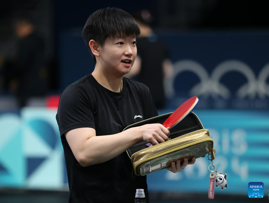 Chinese national table tennis team train for Paris 2024