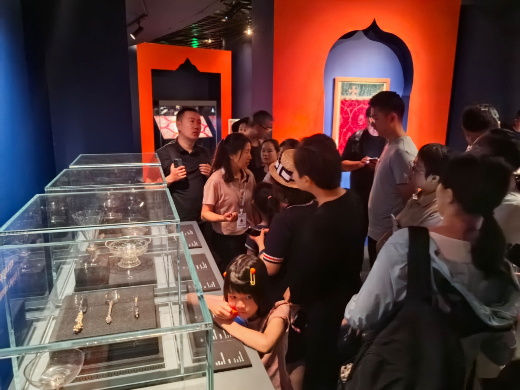 Visitors explore at the exhibition titled <em>A journey of knowledge: The Travels of Marco Polo and Its Legacy between East and West,</em> which was unveiled at the China Millennium Monument in Beijing on July 26, 2024. 