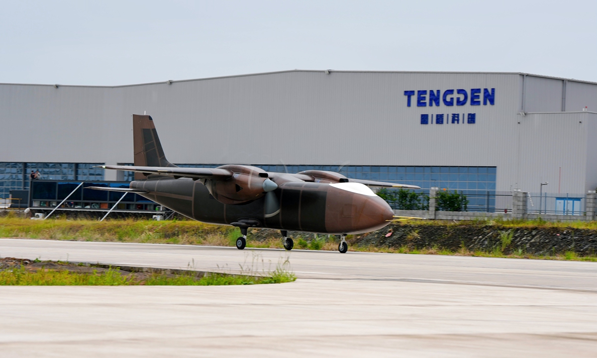 China's new homegrown twin-engine unmanned transport aircraft. Photo: Courtesy of Sichuan Tengden Sci-tech Innovation Co