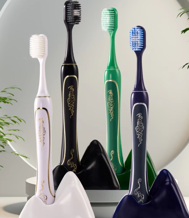 Toothbrushes with design incorporating Chinese cultural elements produced by Zhang Degang's factory in Hangji Photo: Courtesy of Zhang