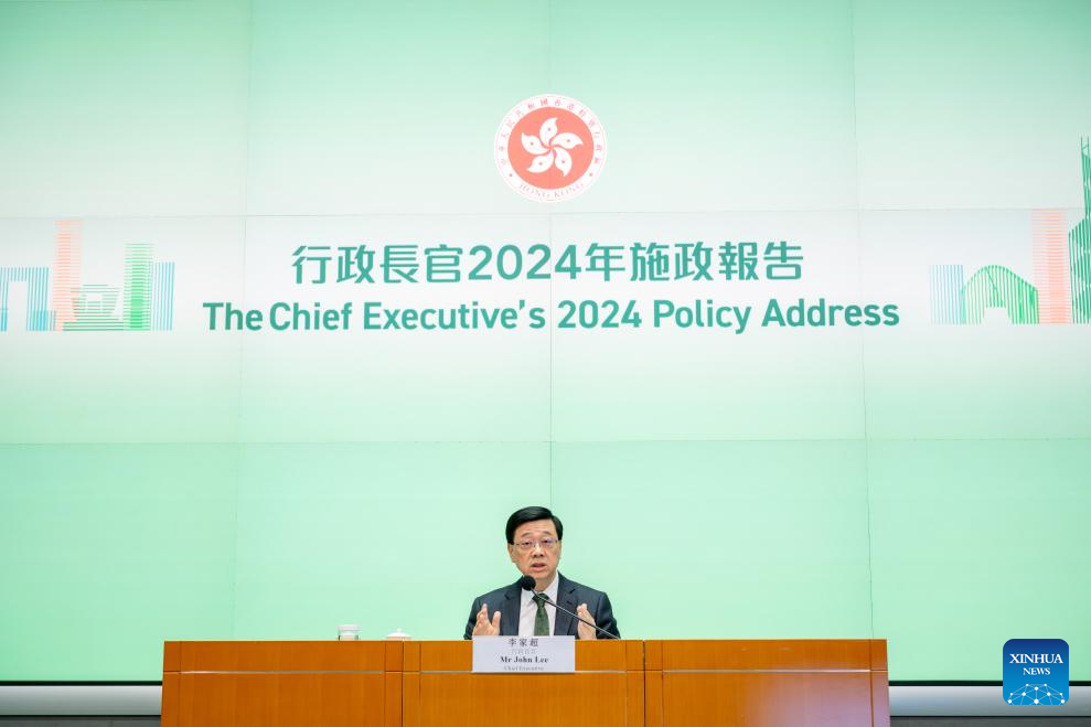 HKSAR chief executive attends press conference for his third policy address