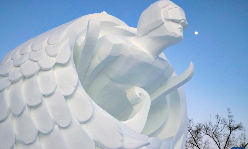 Photo taken on Jan. 14, 2022 shows a snow sculpture during the 28th Harbin snow sculpture competition at the Harbin Sun Island International Snow Sculpture Art Exposition in Harbin, northeast China's Heilongjiang Province.Photo:Xinhua