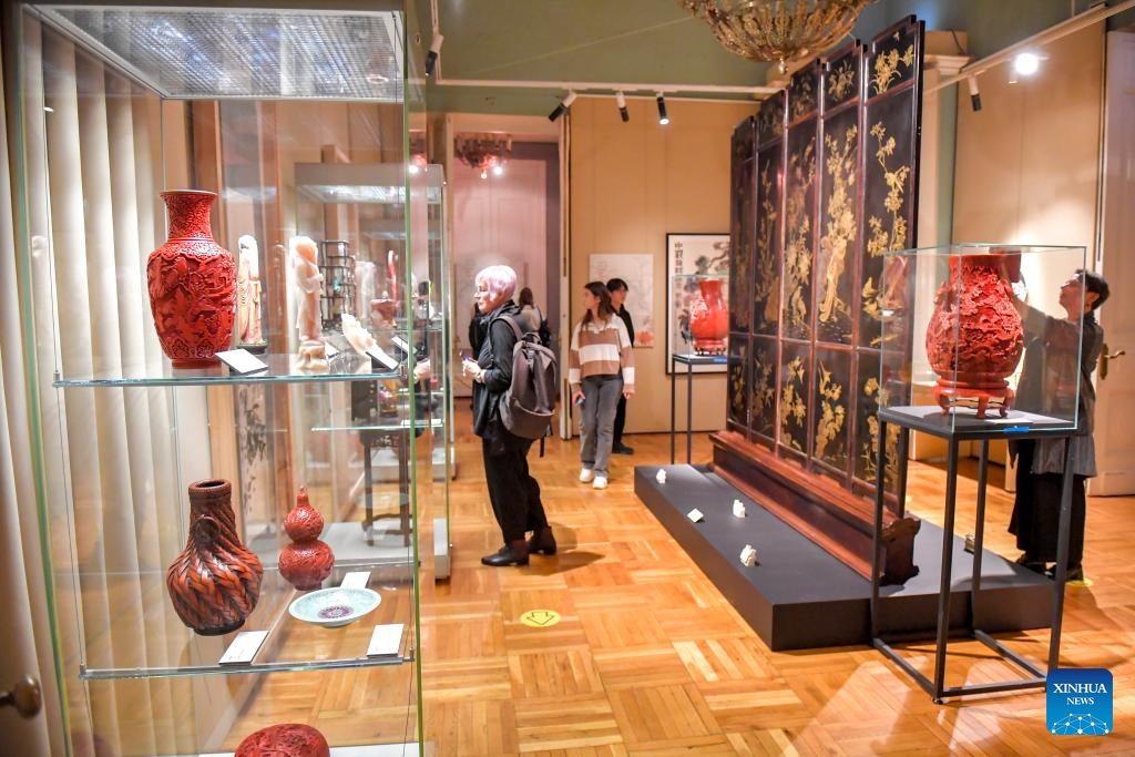 People visit exhibition of Chinese art at State Museum of Oriental Art in Moscow