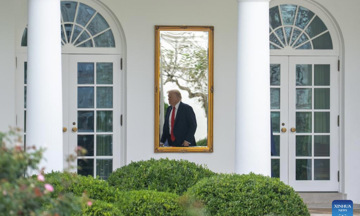 U.S. President Donald Trump walks towards the Oval Office upon arrival at the White House in Washington, D.C., the United States, on Oct. 10, 2025. The Trump administration announced Friday that federal layoffs had begun, as the federal government shutdown entered its 10th day.The RIFs have begun, Russell Vought, White House Office of Management and Budget director, said on social media platform X, referring to Reduction in Force. The brief post did not disclose the number of employees affected or the specific departments involved. (Xinhua/Hu Yousong)