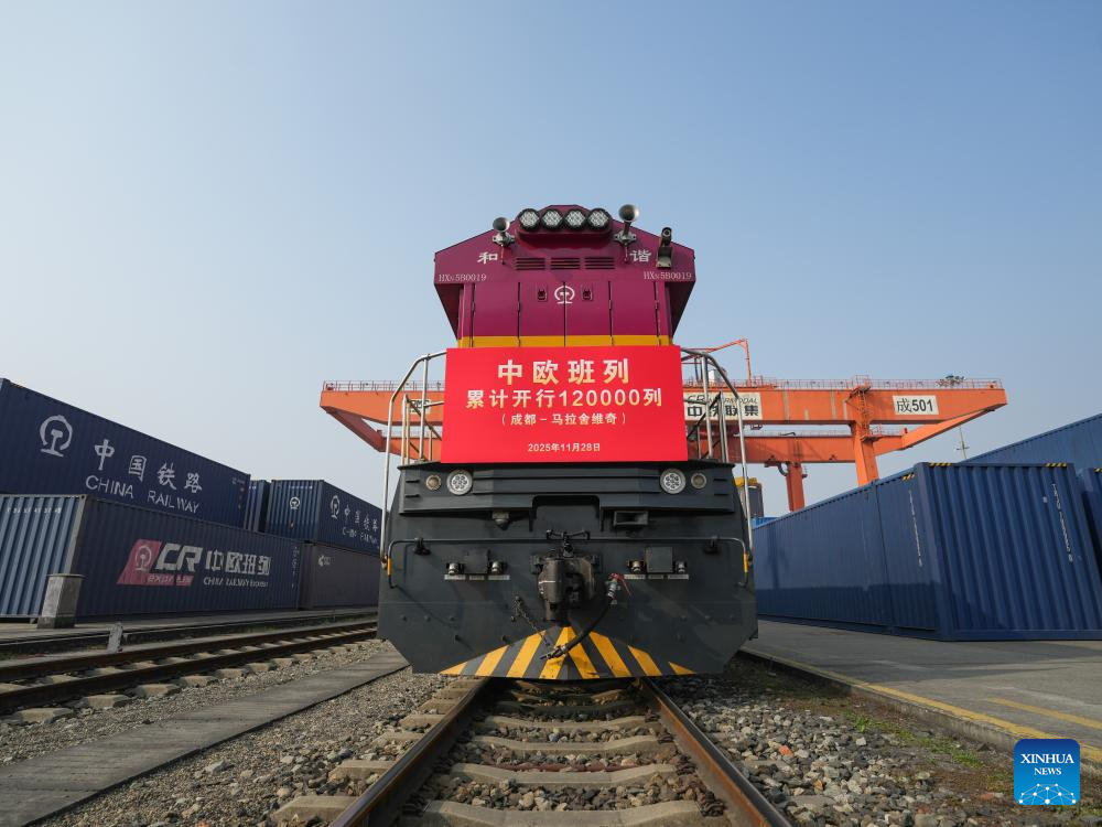 China-Europe freight train trips hit 120,000
