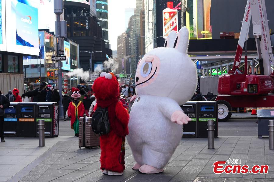 Labubu appears at New York Times Square