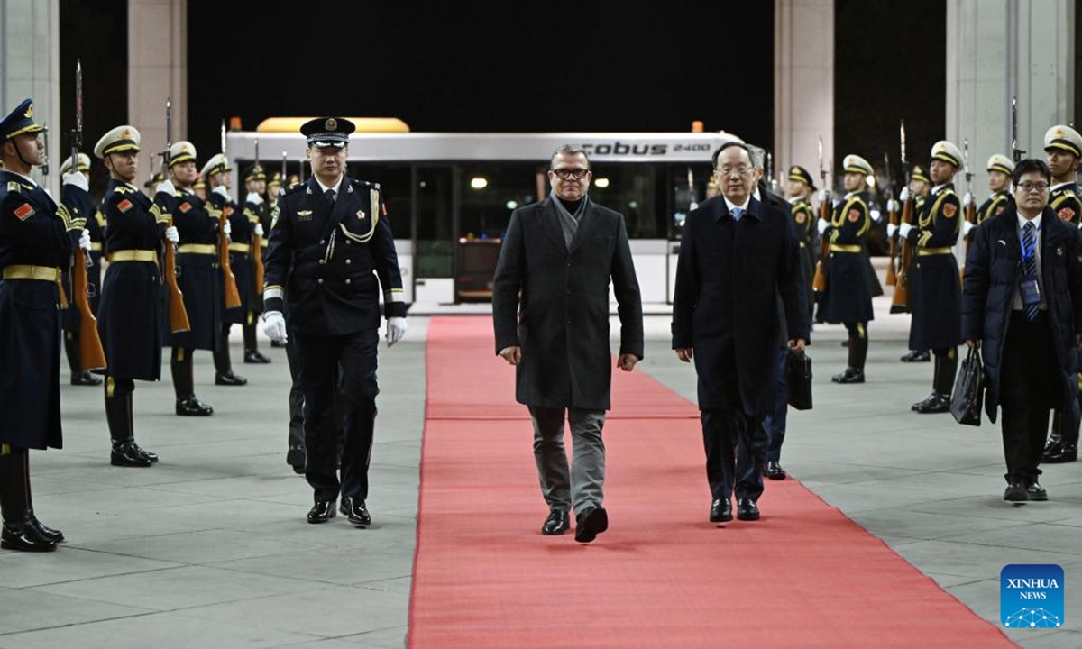 Finnish Prime Minister Petteri Orpo arrives in Beijing, capital of China, Jan. 25, 2026. Orpo arrived here on Sunday for an official visit to China through Wednesday. (Xinhua/Dai Tianfang)