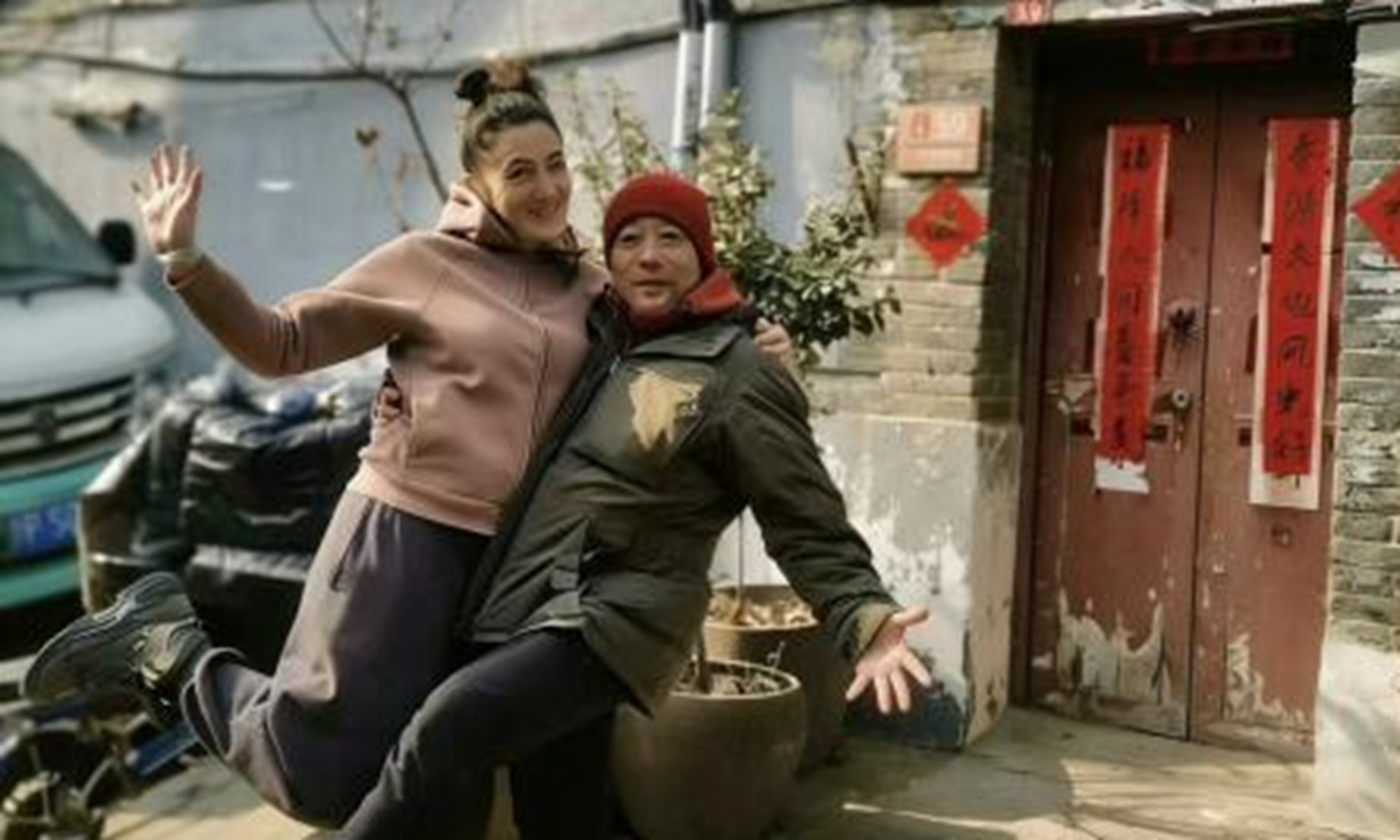 Helene Lemerle (left) at a hutong in Beijing. Photo: Courtesy of Helene 