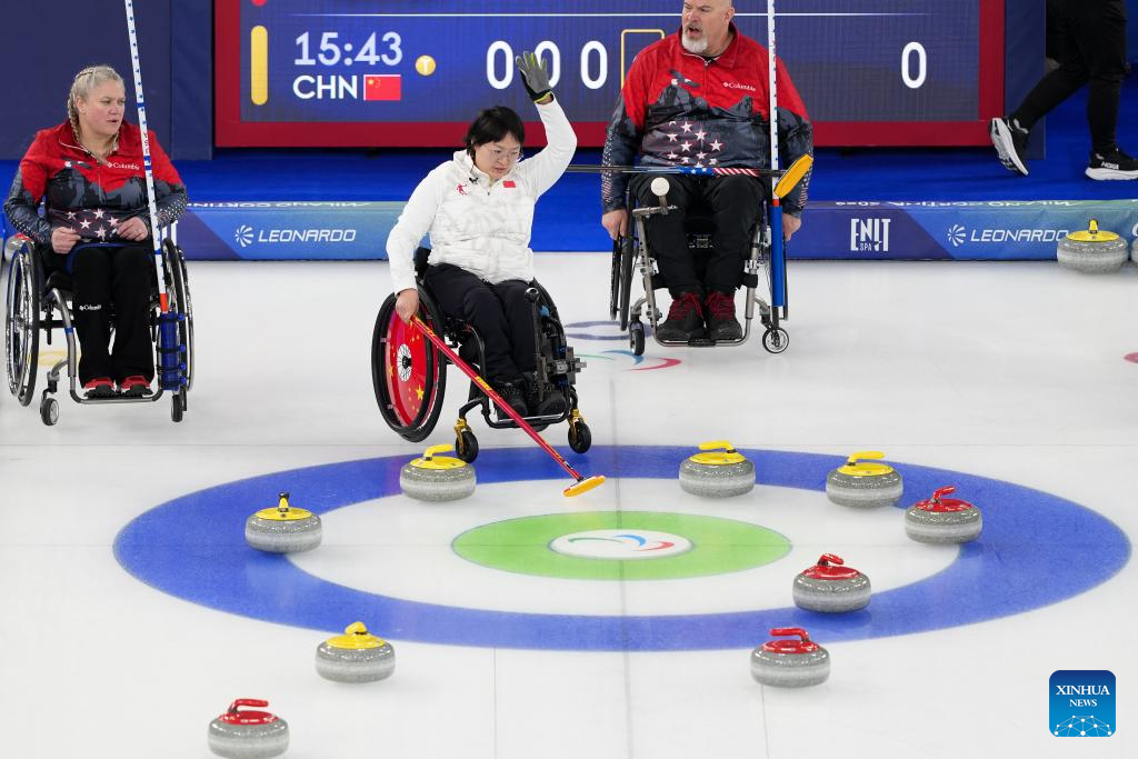 Highlights of wheelchair curling matches at Milan-Cortina Paralympics