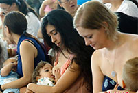 Mums stage breastfeeding flash mob