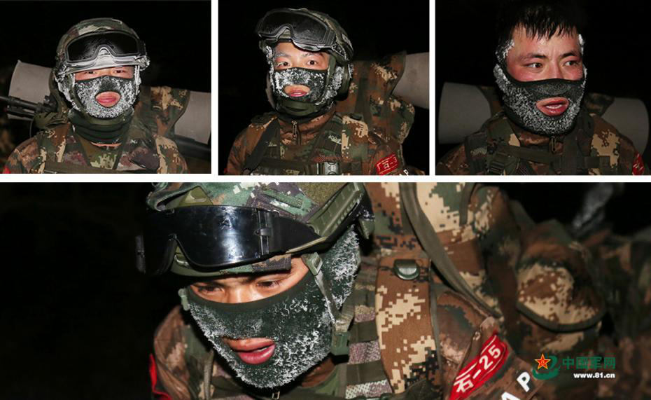 Armed police wear “icy masks” after training in freezing temperatures