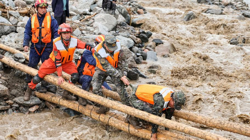 Rescue underway after mountain torrents leave 10 dead, 33 missing in NW China's Gansu