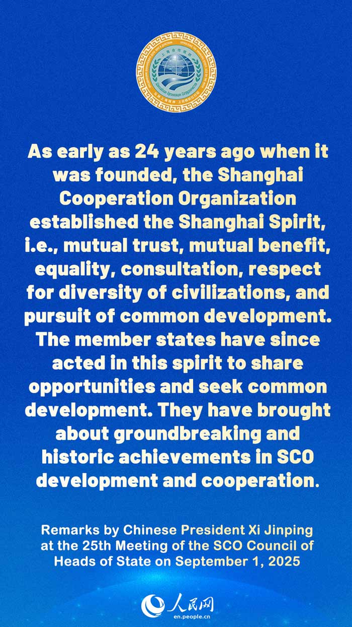 Highlights of Xi Jinping's speech at 25th Meeting of Council of Heads of State of SCO