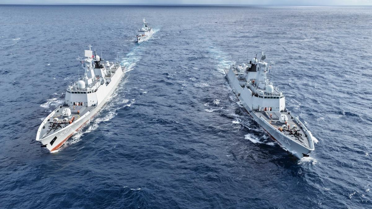 Frigates sail in formation